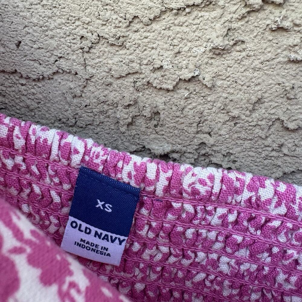 Old Navy Linen Floral Pink And White Mini Dress NWT, MSRP $40 women’s XS - Picture 3 of 5
